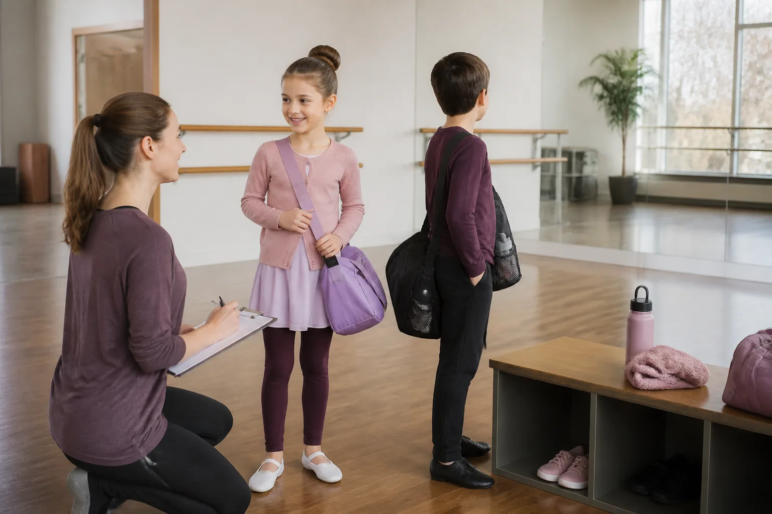 Checking in with the adult while the child observes the room before joining.