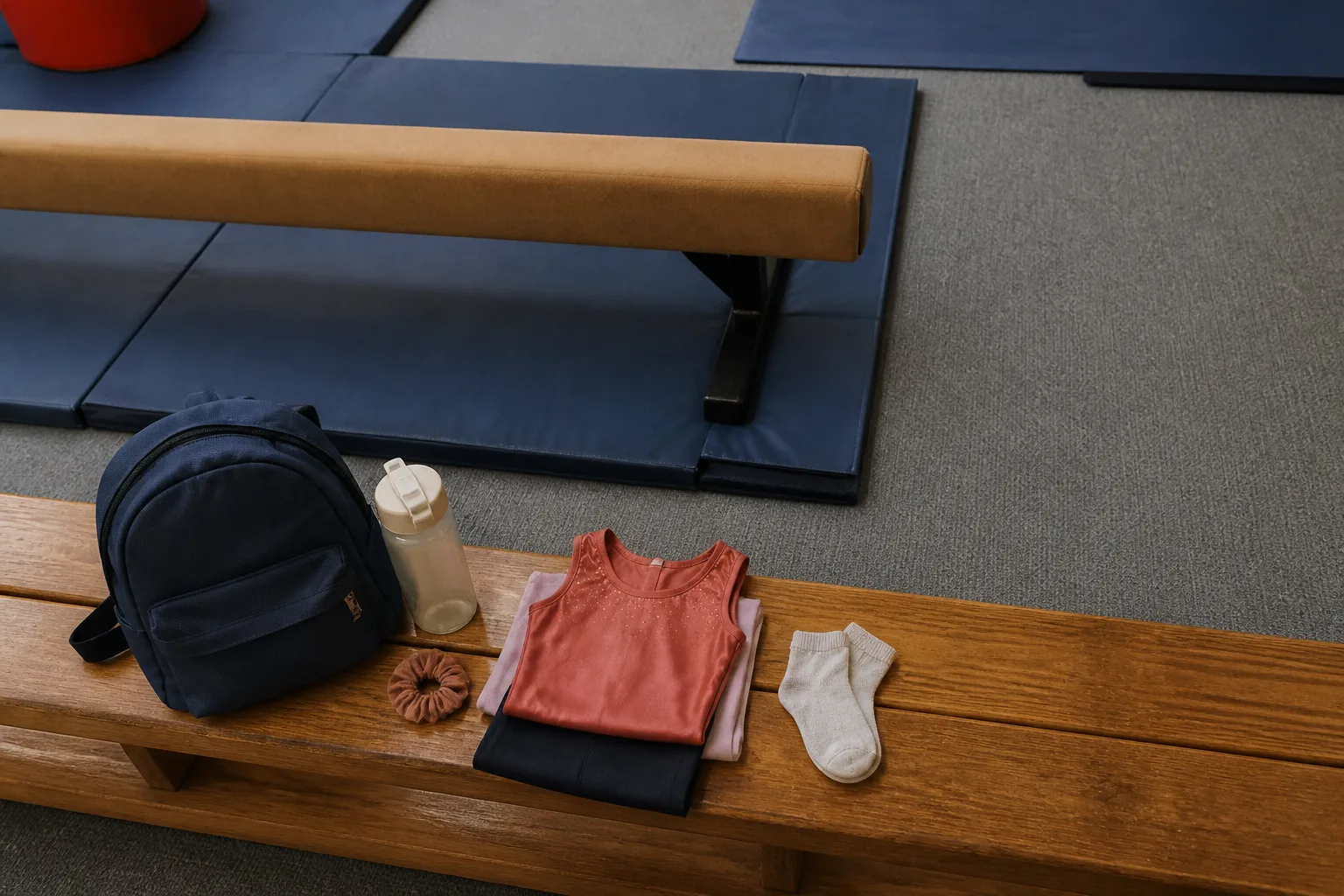 Laying out the few relevant items needed for the visit in a tidy, realistic arrangement.